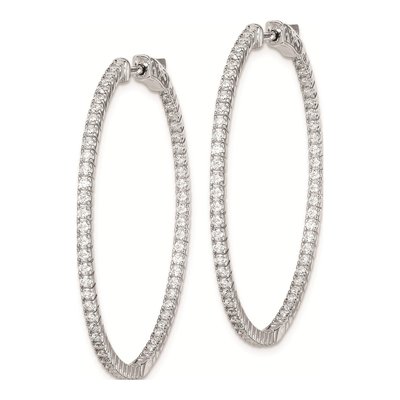 Sterling Silver 38mm CZ Inside-Out Hoop Earrings – view 3