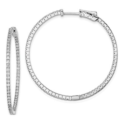 Sterling Silver 38mm CZ Inside-Out Hoop Earrings