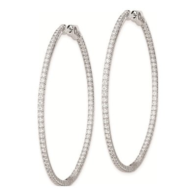 Sterling Silver 49mm CZ Inside-Out Hoop Earrings – view 3