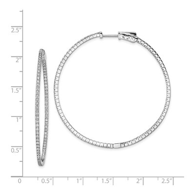 Sterling Silver 49mm CZ Inside-Out Hoop Earrings – view 5