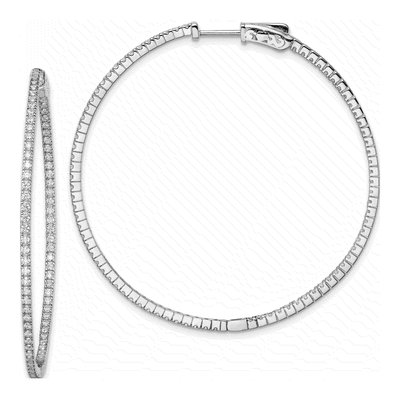 Sterling Silver 49mm CZ Inside-Out Hoop Earrings