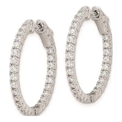Sterling Silver 23mm CZ Inside-Out Hoop Earrings – view 3