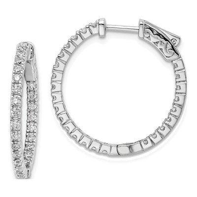 Sterling Silver 23mm CZ Inside-Out Hoop Earrings