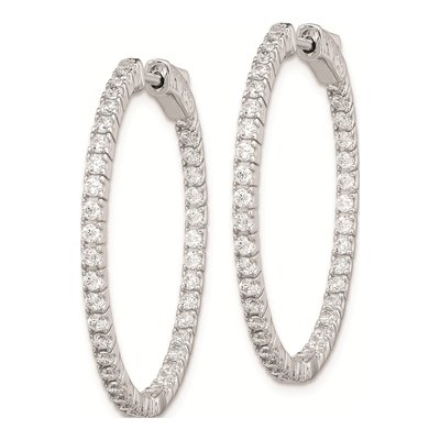 Sterling Silver 32mm CZ Inside-Out Hoop Earrings – view 3