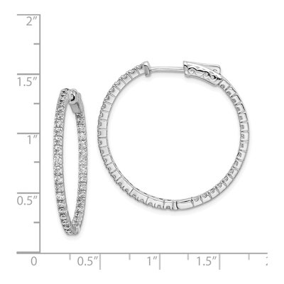 Sterling Silver 32mm CZ Inside-Out Hoop Earrings – view 5