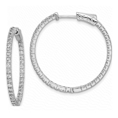 Sterling Silver 32mm CZ Inside-Out Hoop Earrings