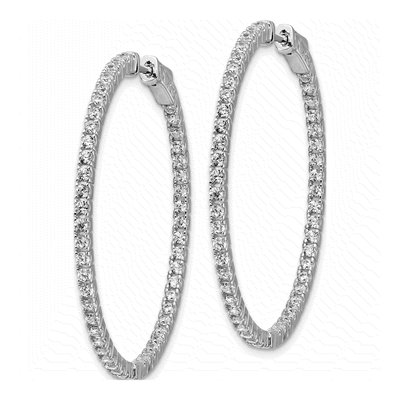 Sterling Silver 36mm CZ Inside-Out Hoop Earrings – view 3