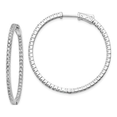 Sterling Silver 36mm CZ Inside-Out Hoop Earrings