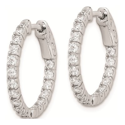 Sterling Silver 21mm CZ Inside-Out Hoop Earrings – view 3