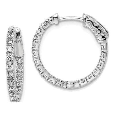 Sterling Silver 21mm CZ Inside-Out Hoop Earrings