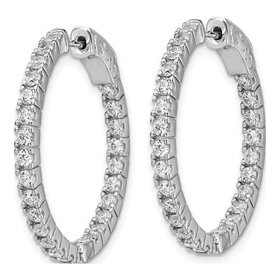 Sterling Silver 26mm CZ Inside-Out Hoop Earrings – view 3