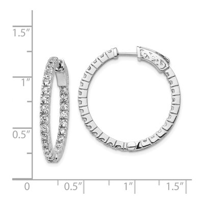 Sterling Silver 26mm CZ Inside-Out Hoop Earrings – view 5