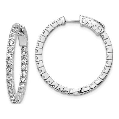 Sterling Silver 26mm CZ Inside-Out Hoop Earrings