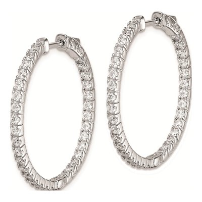 Sterling Silver 30mm CZ Inside-Out Hoop Earrings – view 3