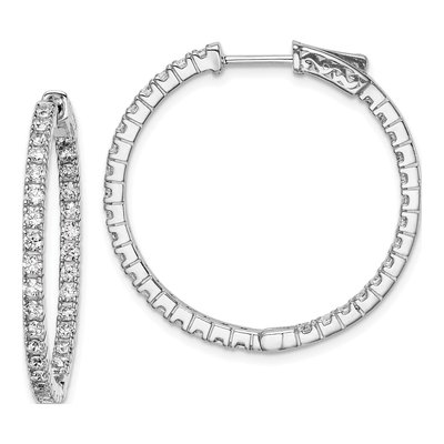 Sterling Silver 30mm CZ Inside-Out Hoop Earrings