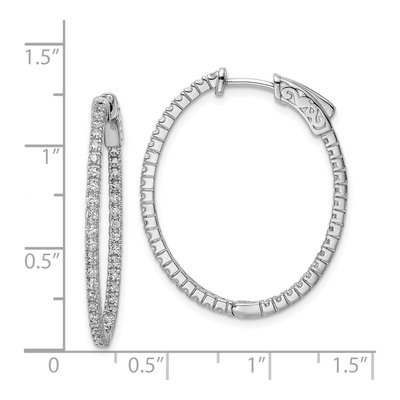 Sterling Silver 31mm CZ Inside-Out Oval Hoop Earrings – view 5