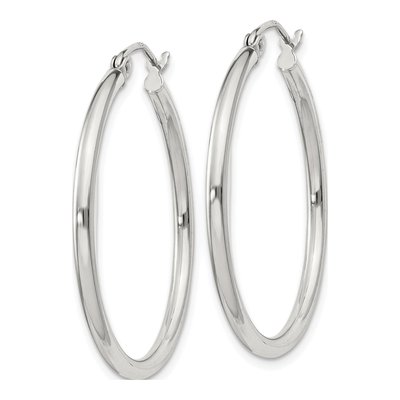 Sterling Silver 32mm Round Hoop Earrings – view 3