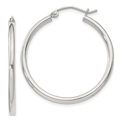 Sterling Silver 32mm Round Hoop Earrings