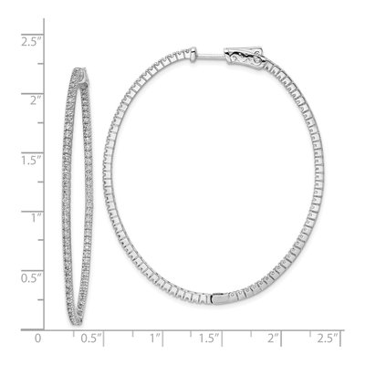 Sterling Silver 55mm CZ Inside-Out Oval Hoop Earrings – view 5
