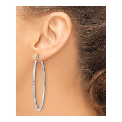 Sterling Silver 57mm Round Hoop Earrings – view 4