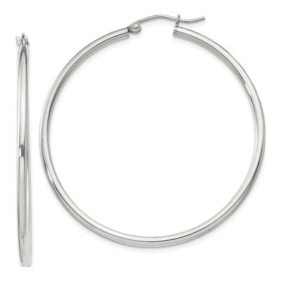 Sterling Silver 47mm Round Hoop Earrings