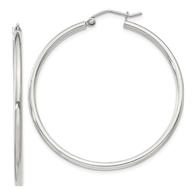 Sterling Silver 42mm Round Hoop Earrings