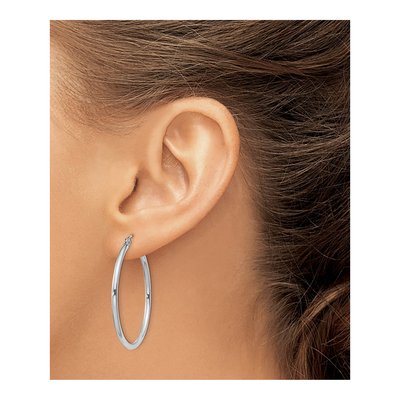 Sterling Silver 37mm Hoop Earrings – view 4