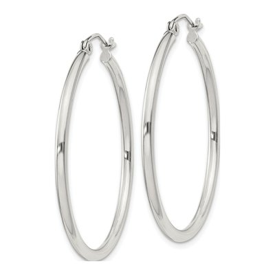 Sterling Silver 37mm Round Hoop Earrings – view 3