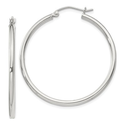 Sterling Silver 37mm Round Hoop Earrings