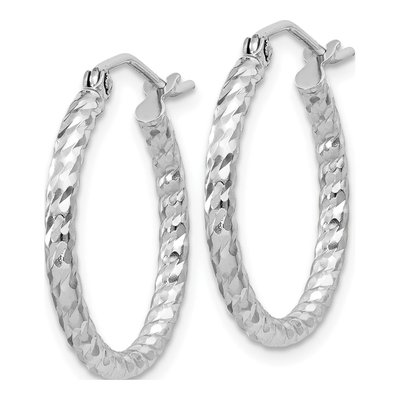 Sterling Silver 20mm Diamond-Cut Hoop Earrings – view 3