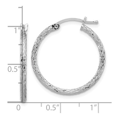 Sterling Silver 25mm Diamond-Cut Hoop Earrings – view 5