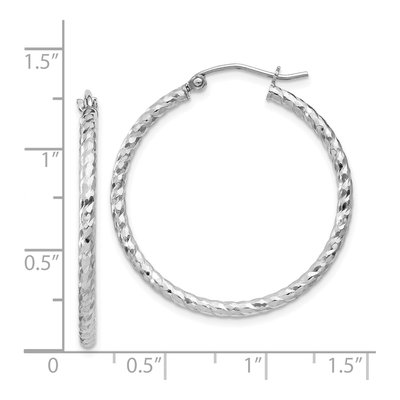 Sterling Silver 30mm Diamond-Cut Hoop Earrings – view 5