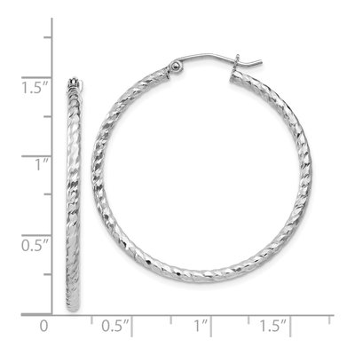 Sterling Silver 35mm Diamond-Cut Hoop Earrings – view 7