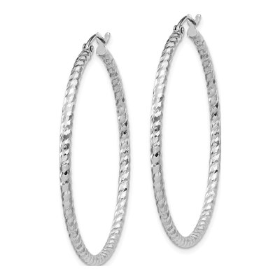 Sterling Silver 40mm Diamond-Cut Hoop Earrings – view 3