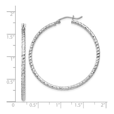 Sterling Silver 40mm Diamond-Cut Hoop Earrings – view 5