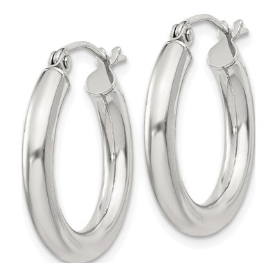 Sterling Silver 21mm Round Hoop Earrings – view 3