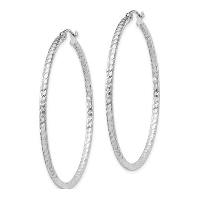 Sterling Silver 45mm Diamond-Cut Hoop Earrings – view 3