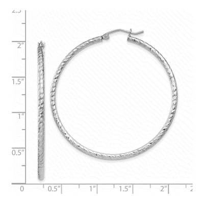 Sterling Silver 45mm Diamond-Cut Hoop Earrings – view 7