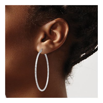 Sterling Silver 50mm Diamond-Cut Hoop Earrings – view 4
