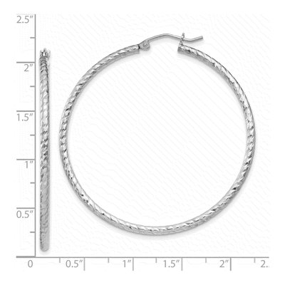 Sterling Silver 50mm Diamond-Cut Hoop Earrings – view 5