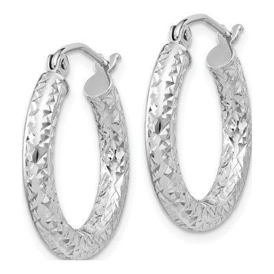 Sterling Silver 20mm Diamond-Cut Hoop Earrings – view 3