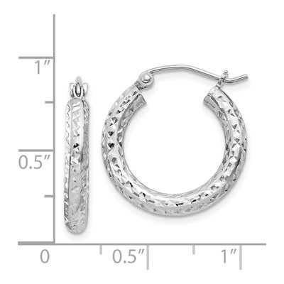 Sterling Silver 20mm Diamond-Cut Hoop Earrings – view 5