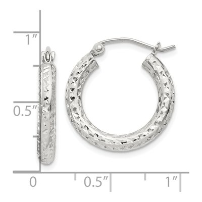 Sterling Silver 20mm Diamond-Cut Hoop Earrings – view 5