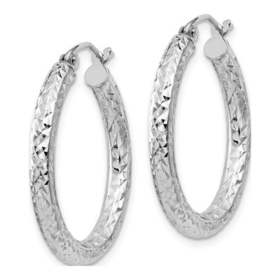 Sterling Silver 25mm Diamond-Cut Hoop Earrings – view 3
