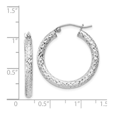 Sterling Silver 25mm Diamond-Cut Hoop Earrings – view 5