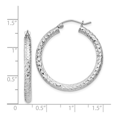 Sterling Silver 30mm Diamond-Cut Hoop Earrings – view 5