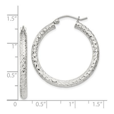 Sterling Silver 30mm Diamond-Cut Hoop Earrings – view 5
