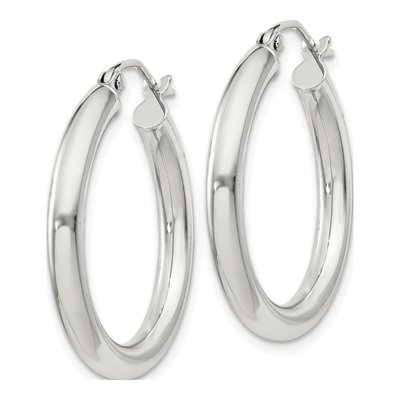 Sterling Silver 27mm Round Hoop Earrings – view 3