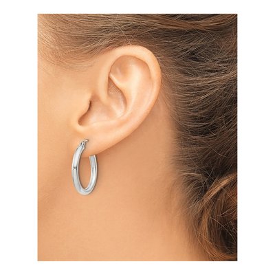 Sterling Silver 27mm Round Hoop Earrings – view 4