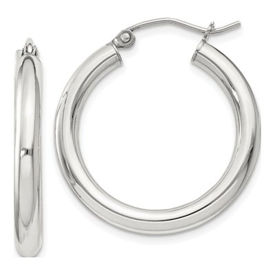 Sterling Silver 27mm Round Hoop Earrings